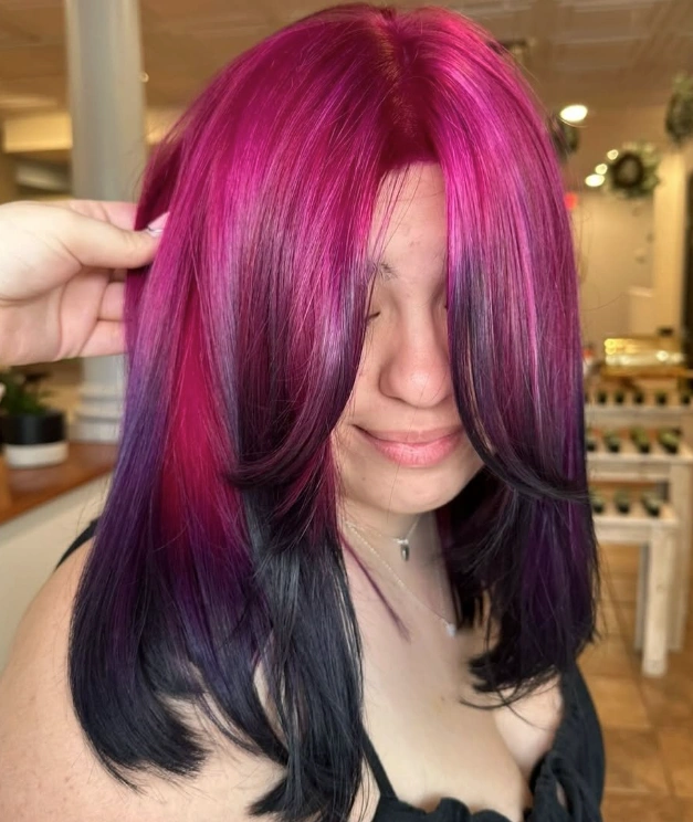 Magenta to Midnight Ombre Hair
