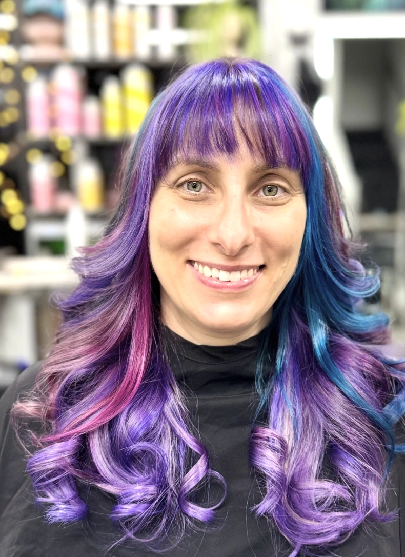 Mermaid Vibes: Deep Purple Roots with Teal and Magenta Highlights