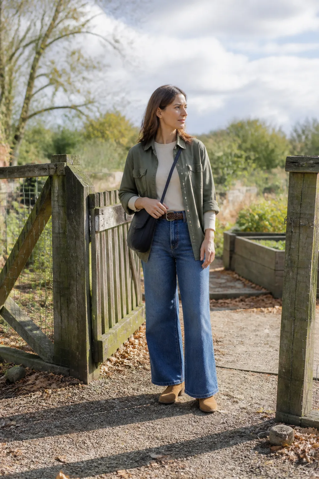 Mid-Wash Jeans with a Soft Utility Shirt