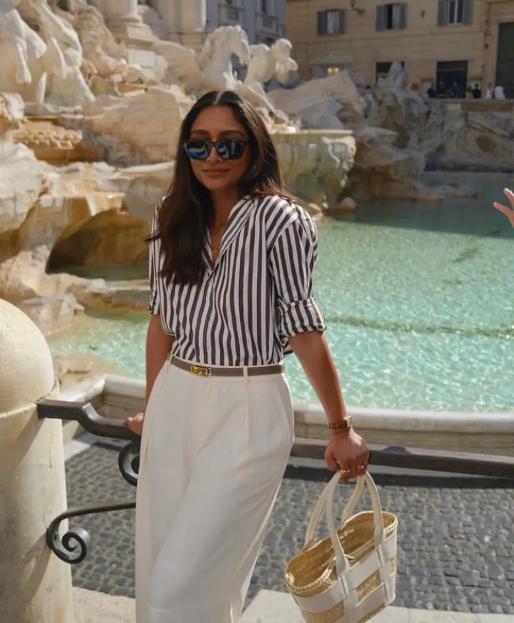 Milanese Chic: White Trouser Elegance