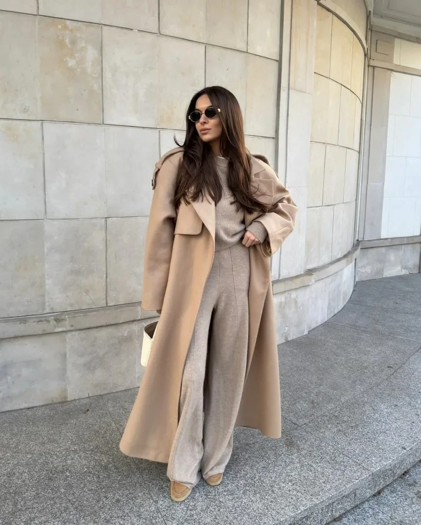 7- Monochrome Knit and Beige Coat