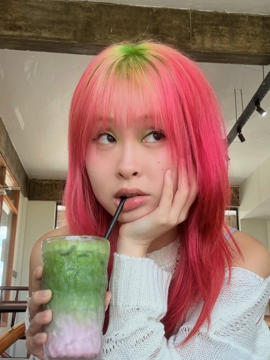 Neon Green Roots Flowing Into Bright Magenta