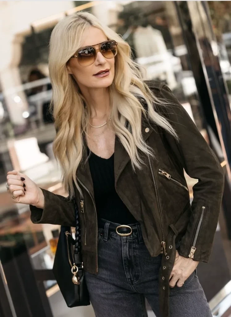 12- Olive Suede Moto Jacket