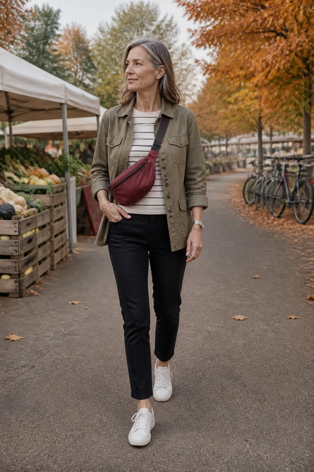 Olive Utility Jacket with Black Chinos