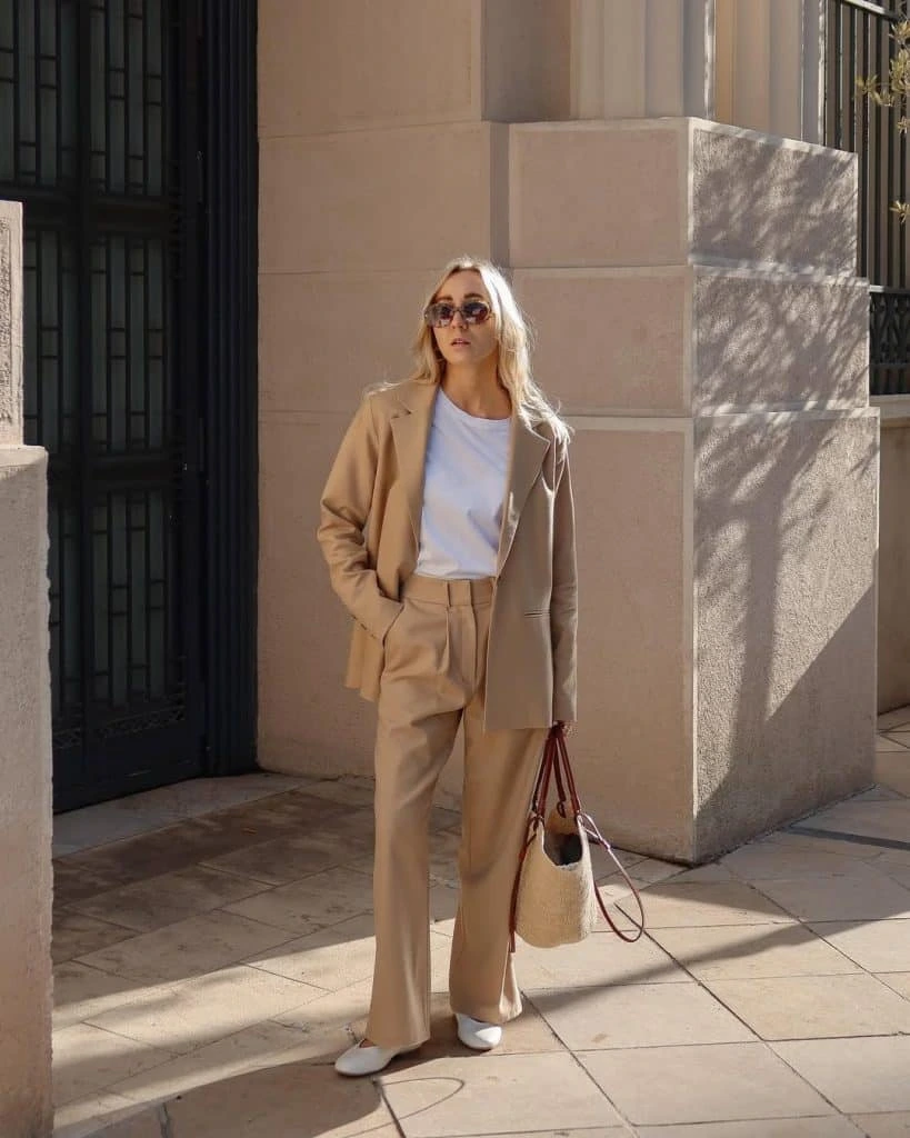 12- Pastel Top With Beige Pants