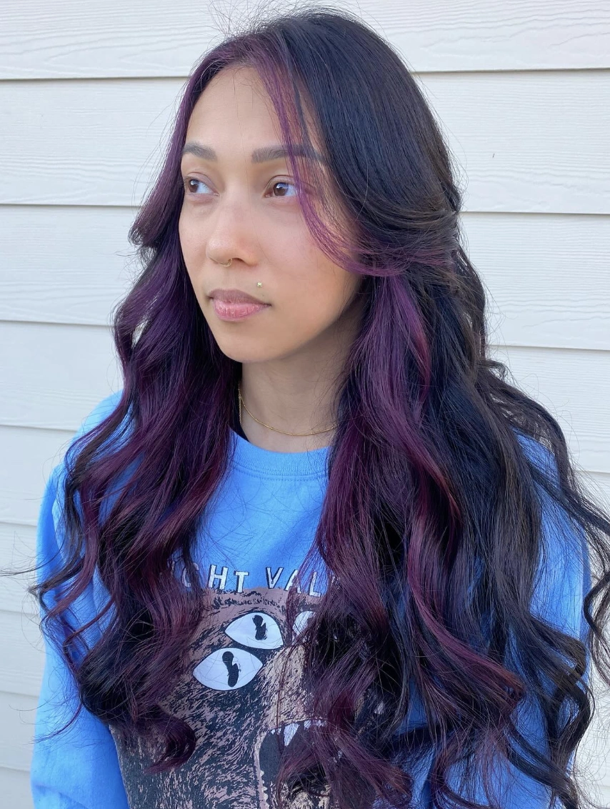 Peek-a-Boo Plum: Black Hair with Violet Accents