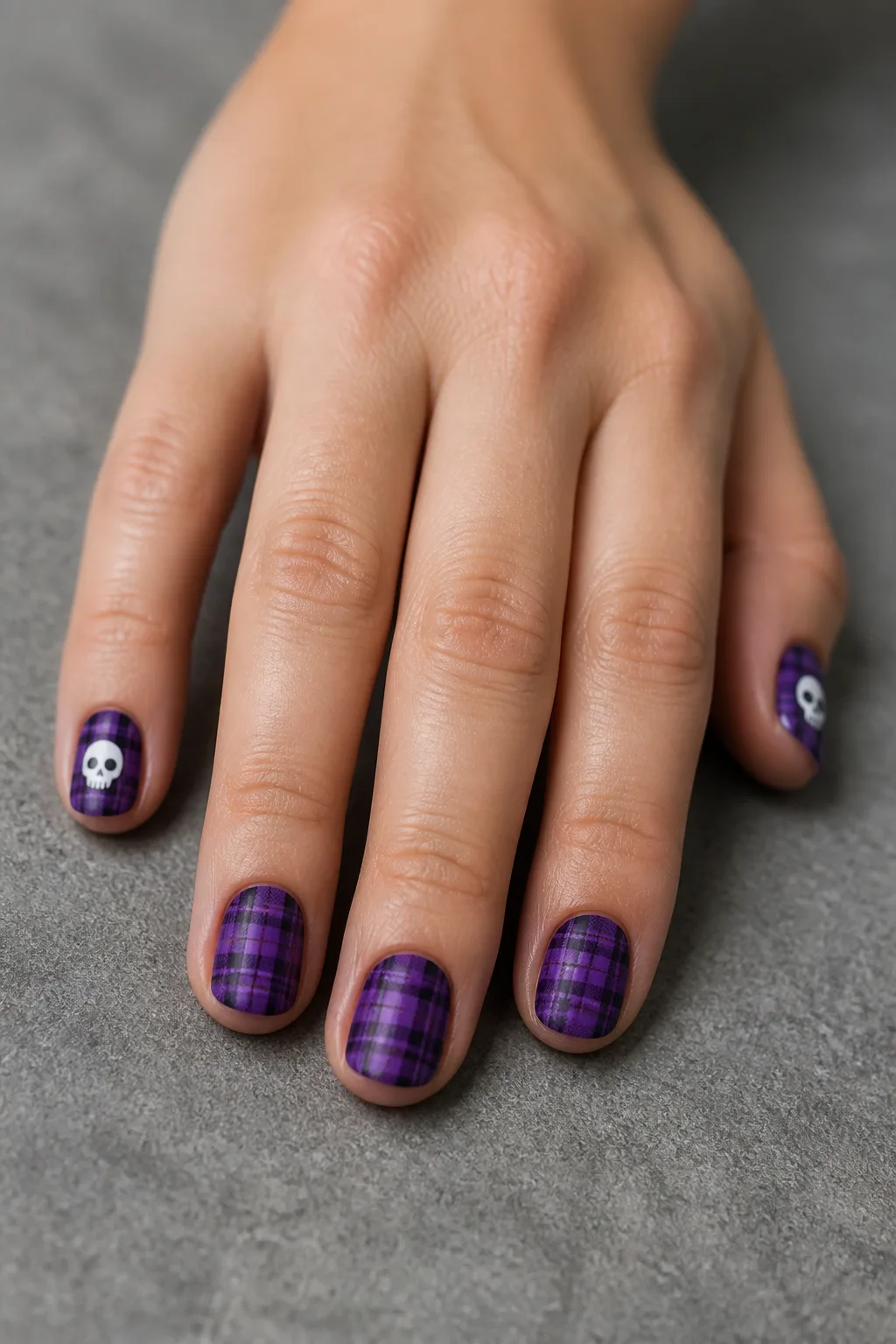 Purple Tartan and Tiny Skulls