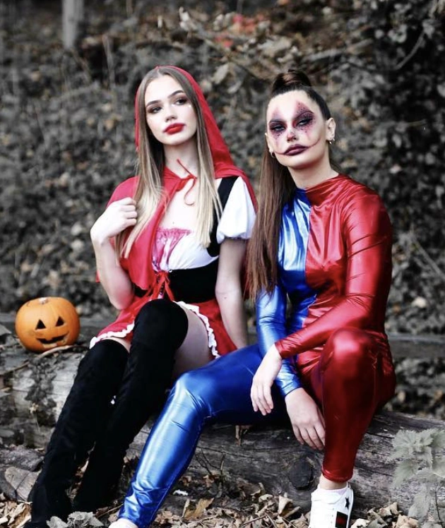 Red Riding Hood Costume + Superhero Bodysuit + Knee-High Boots