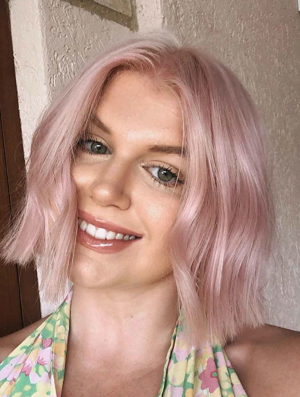 Rose Quartz Bob with Subtle Waves