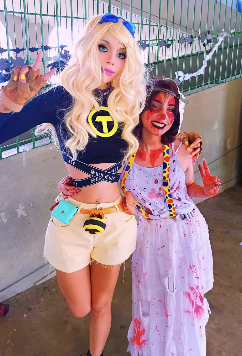 Sassy Superhero Crop Top + Trendy Yellow Shorts + Spooky Blood-Spattered Dress + Fun Colorful Suspenders