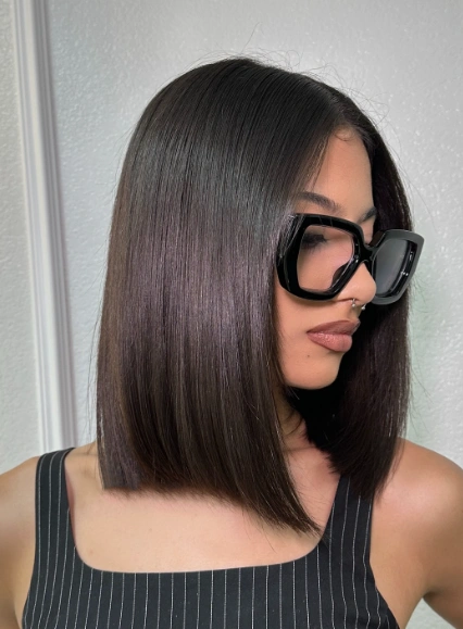 Sharp and Sleek: Chin-Length Blunt Bob
