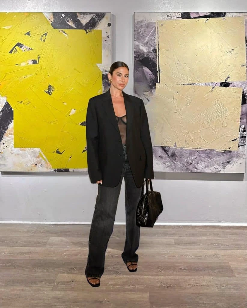 10- Sheer Top and Oversized Blazer