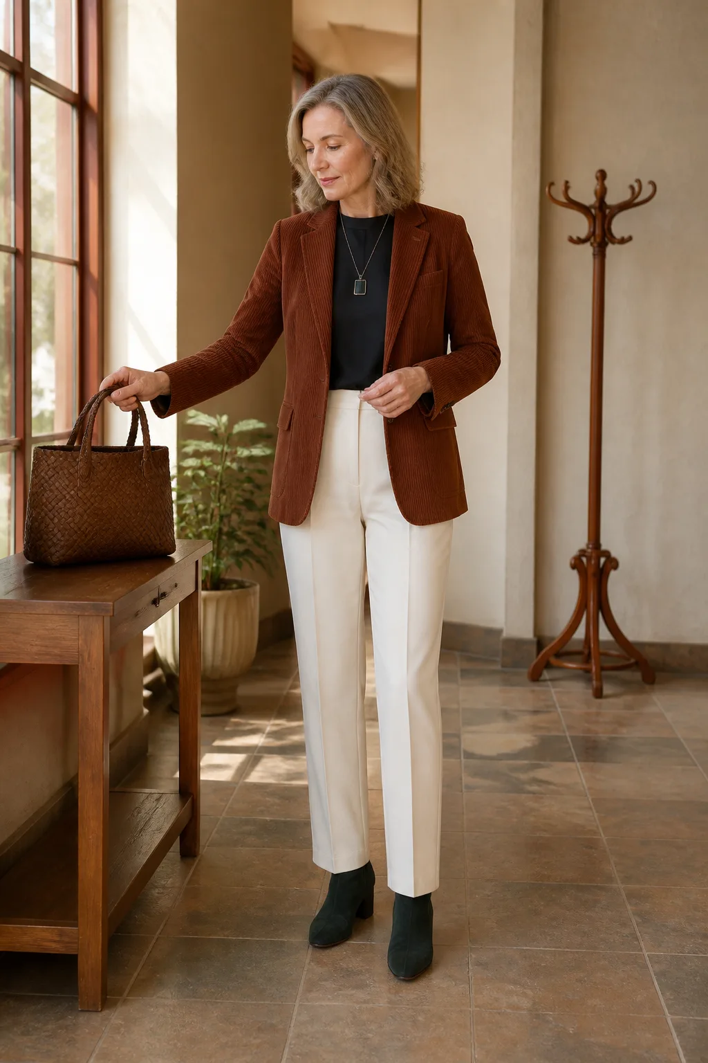 Sienna Corduroy Blazer with Cream Trousers