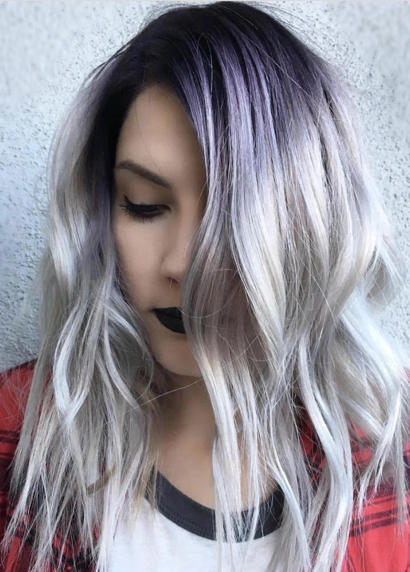 Smokey Amethyst Melt into Icy White