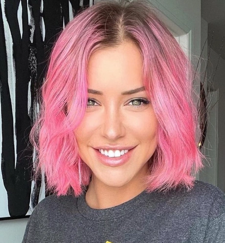 Strawberry Milkshake: Faded Root Pastel Pink Bob