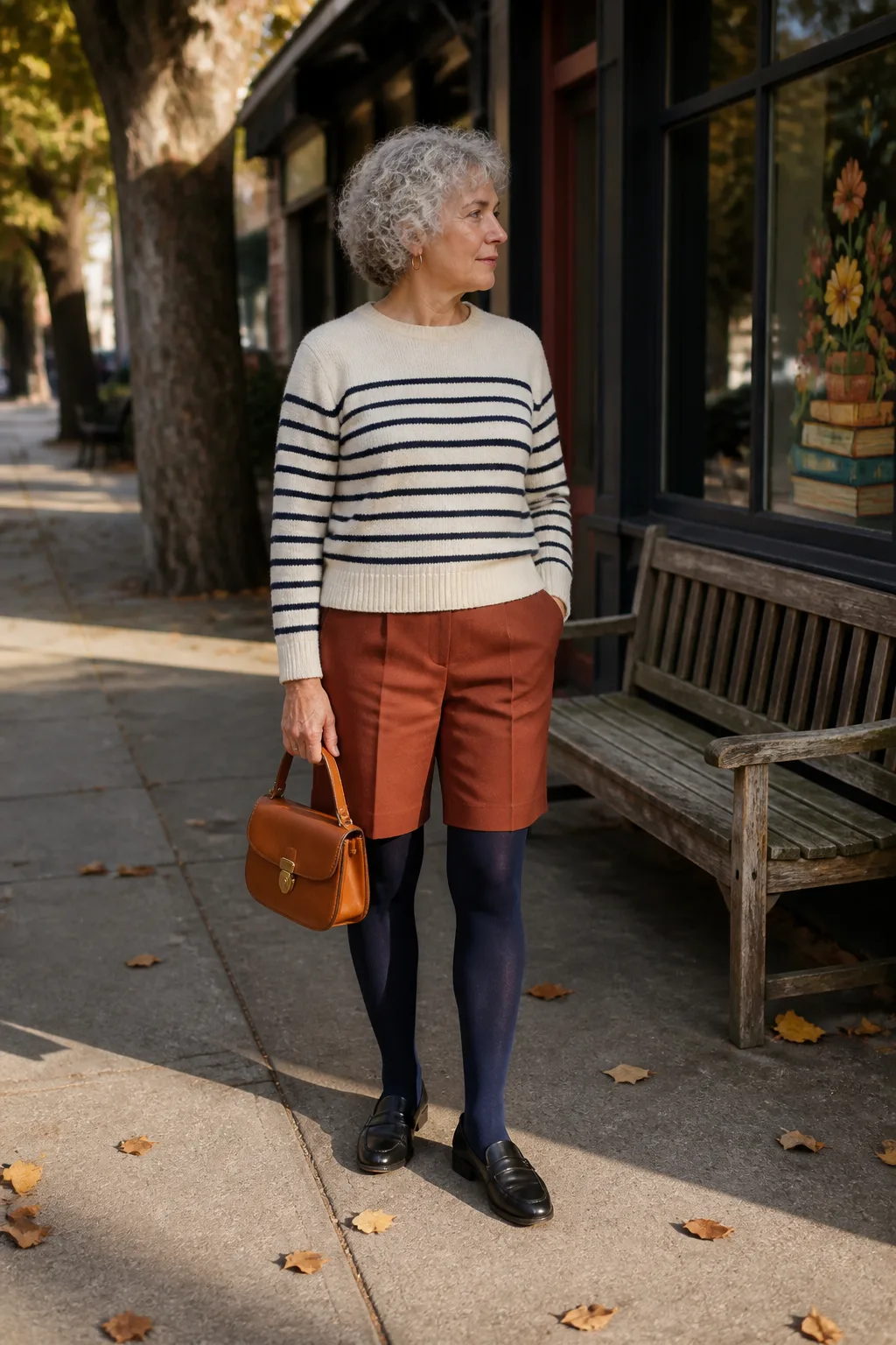 Stripe Boatneck Sweater with Tailored Shorts