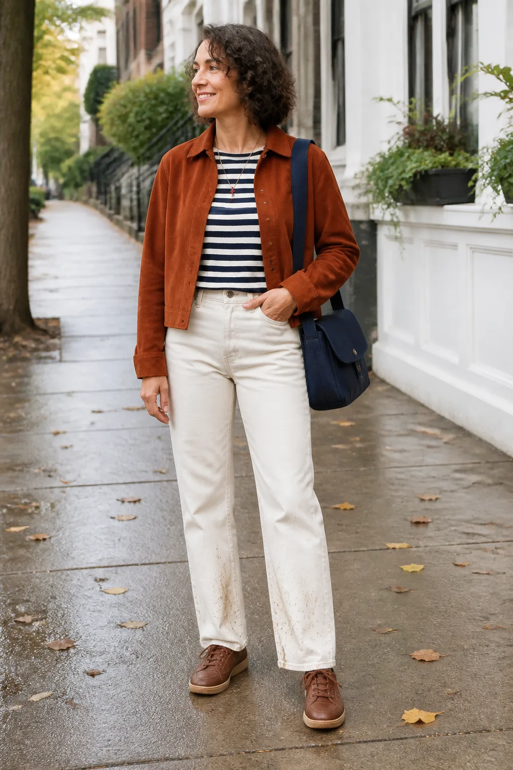 Striped Breton Top with Ecru Jeans