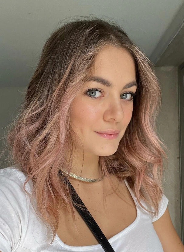 Subtle Rose Quartz Pink Blonde Hair