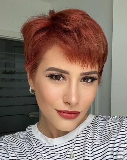 Textured Pixie Cut with Auburn Undertones