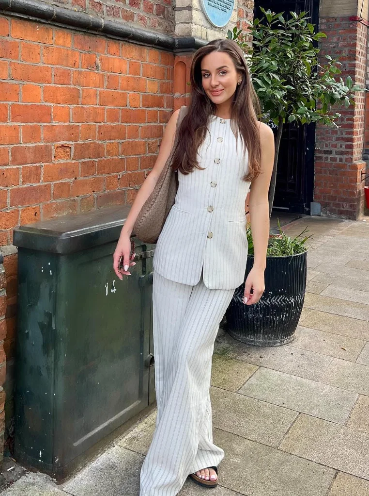 Timeless Stripes: Sleeveless Blazer + Flared Pants