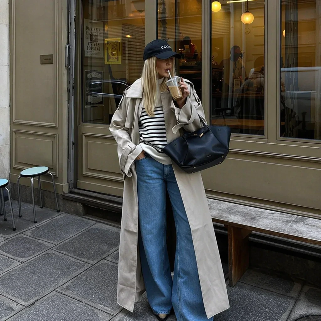 Trench + Stripped Top + Jeans