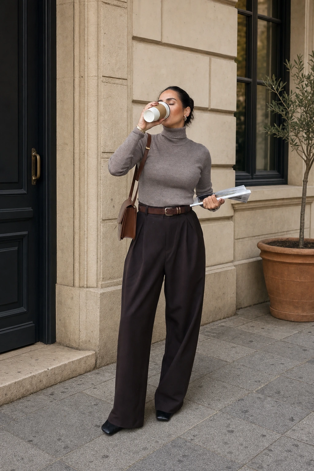 10- Turtleneck with Pleated Trousers