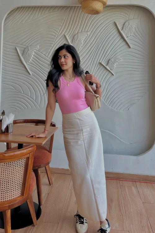 7- Vest Top and Flowing Maxi Skirt