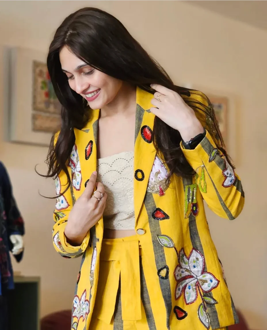 Vibrant Florals: Yellow Blazer + Pleated Shorts