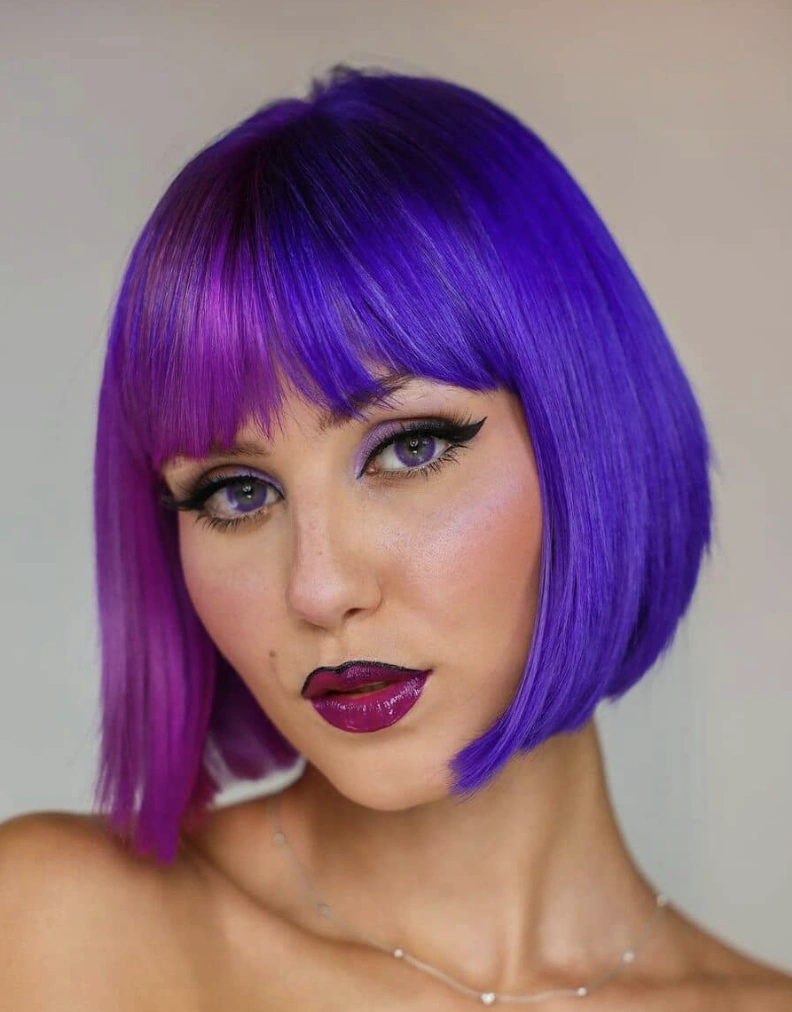 Vibrant Violet and Regal Plum Color Block Bob
