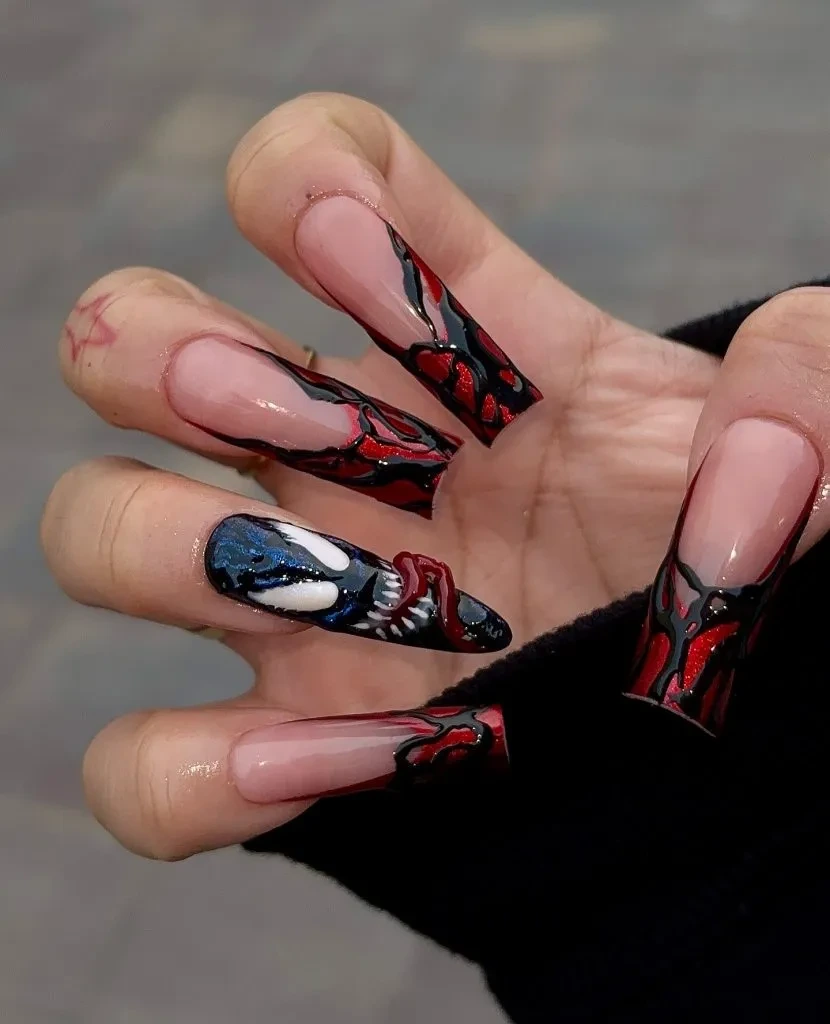 7- Web and Venom Nail Art