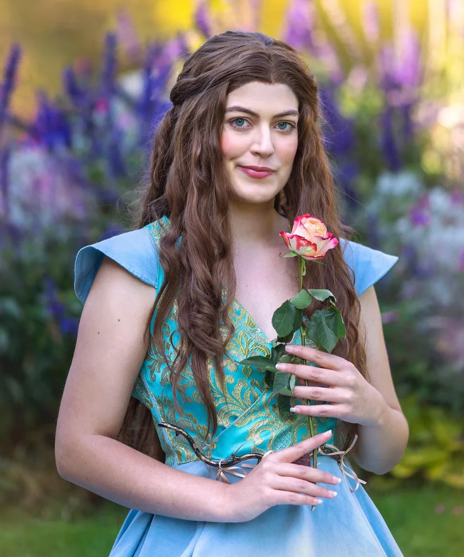 Whimsical Beauty: Aqua Gold Fantasy Dress