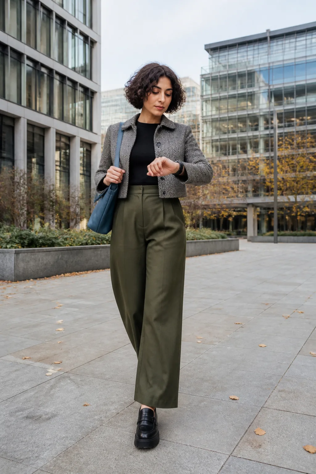 Wide-Leg Trousers, Fine Knit and Platform Loafers