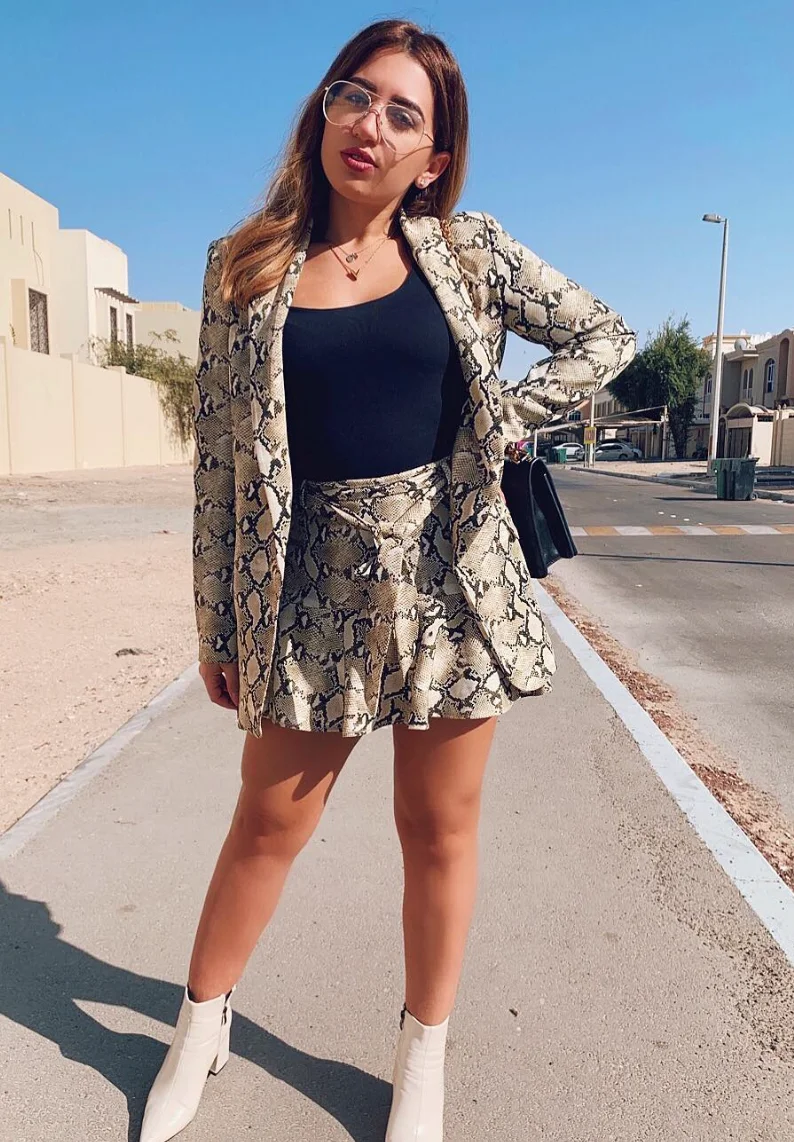 Wild Statement: Snake Print Blazer + Mini Skirt