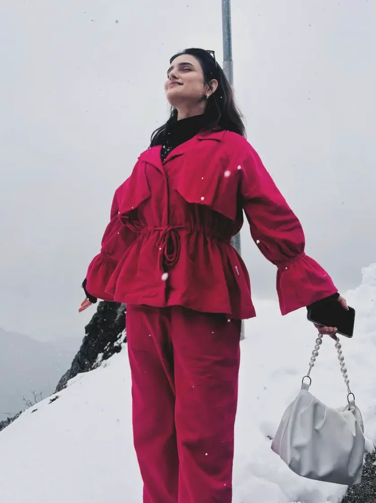 Winter Glam: Red Jacket + Matching Trousers