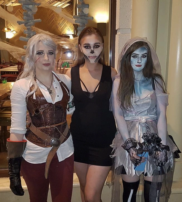 Witch Costume + Skeleton Costume + Ghost Bride Costume