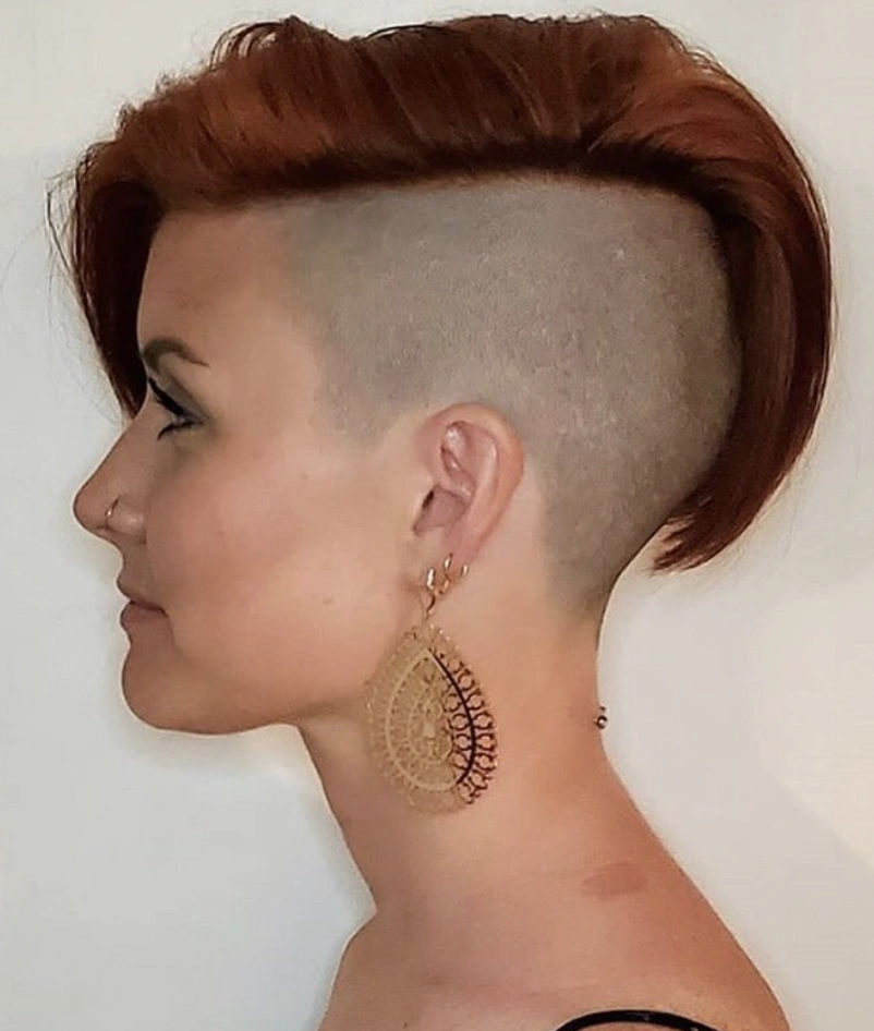 Asymmetrical Copper Pixie with Shaved Undercut