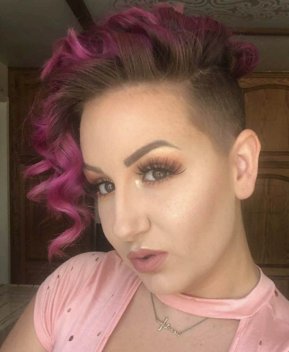 Asymmetrical Pink Pixie with Shaved Undercut