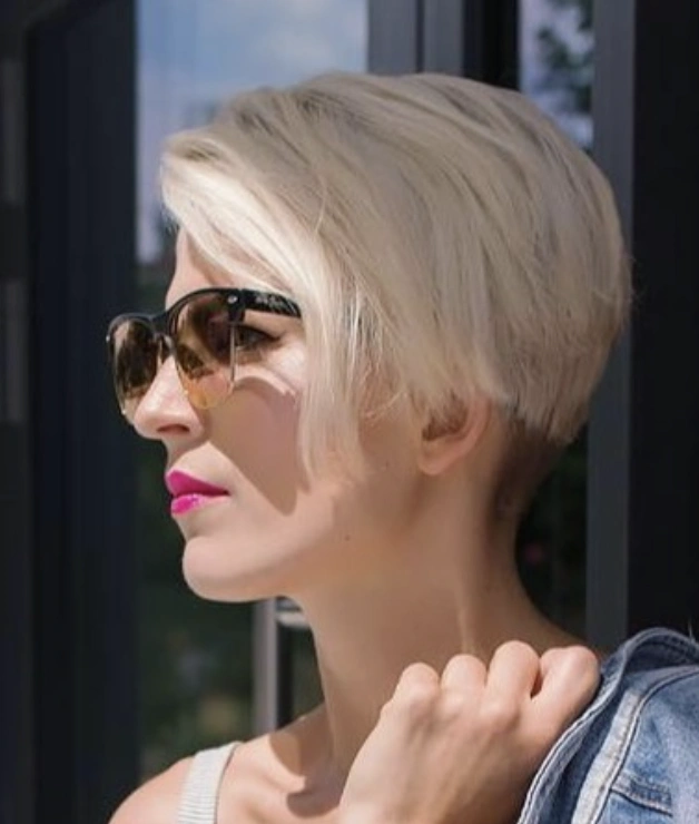 Asymmetrical Platinum Pixie Cut with Barely-There Undercut