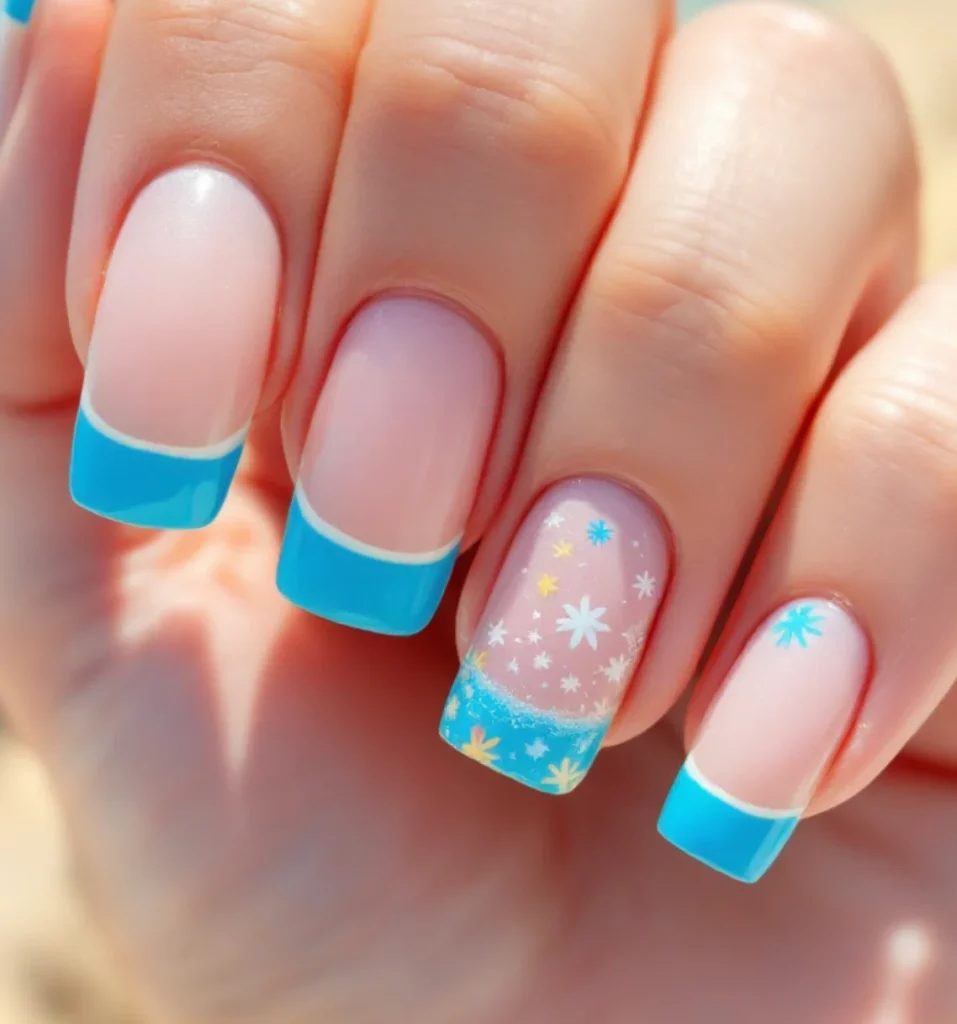 Baby Blue Beachy French Tips