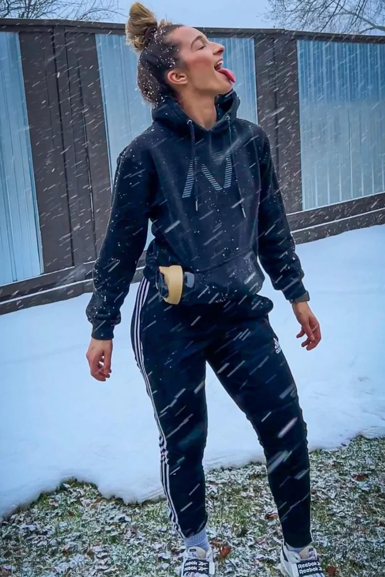 Black Hoodie + Black Track Pants + White Sneakers