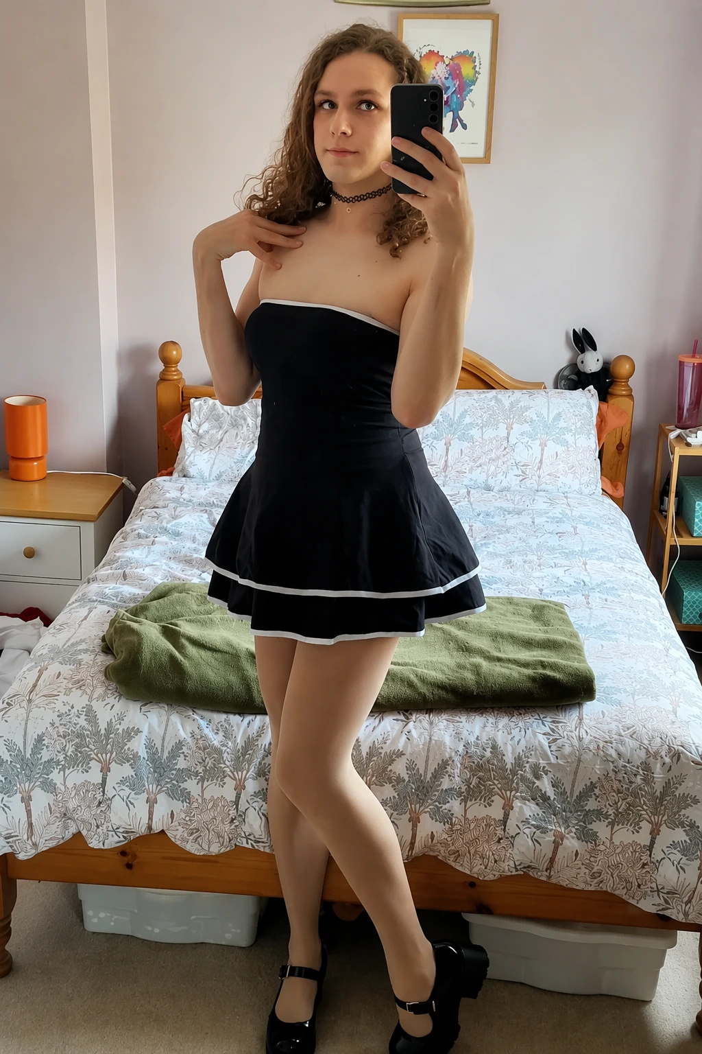 Black Tube Dress + Mary Janes + Choker