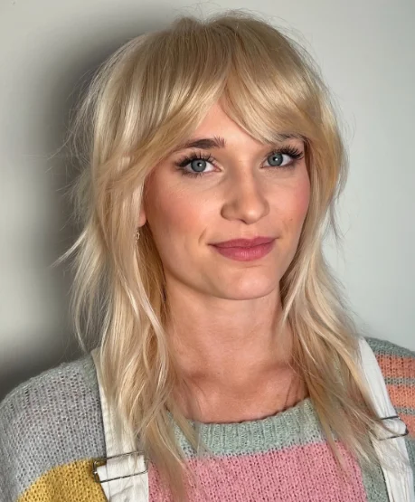 Blonde Wolf Cut with Bangs