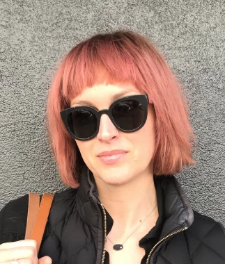 Blunt Bob with Micro Bangs in Strawberry Blonde Hair