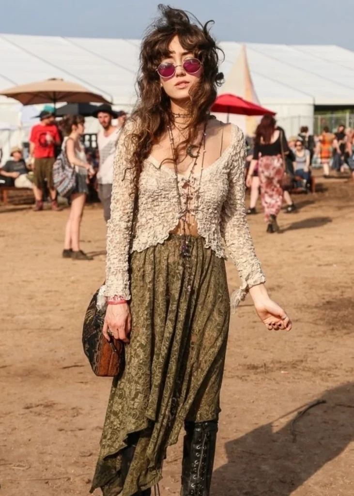 Bohemian Bliss: Crochet Top + Flowing Skirt