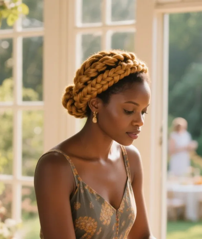 Boho Honey Blonde Crown Braid
