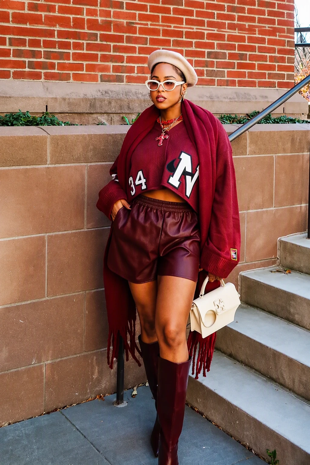 Bold Layers: Burgundy Ensemble + Accessories