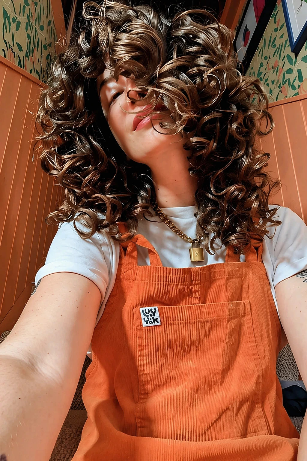 Bold Orange Overall + White Graphic Tee