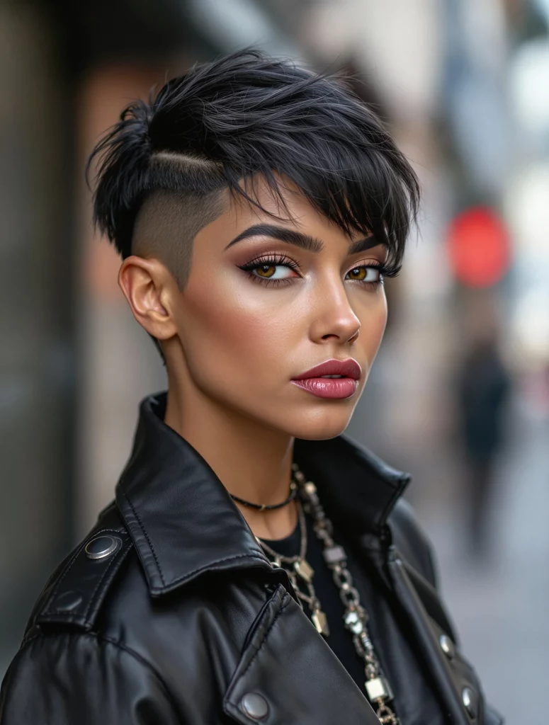 Bold Shaved Pixie with Textured Bangs