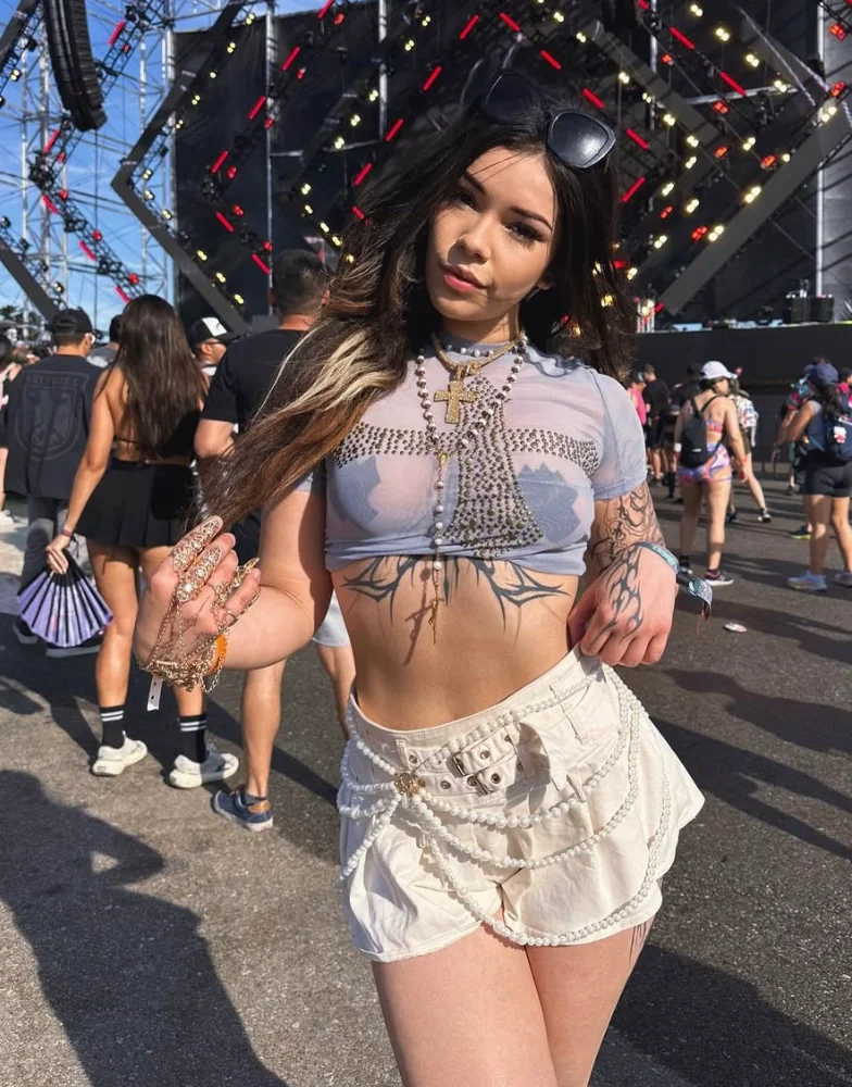 Bold Statement: Sheer Top + High-Waisted Shorts