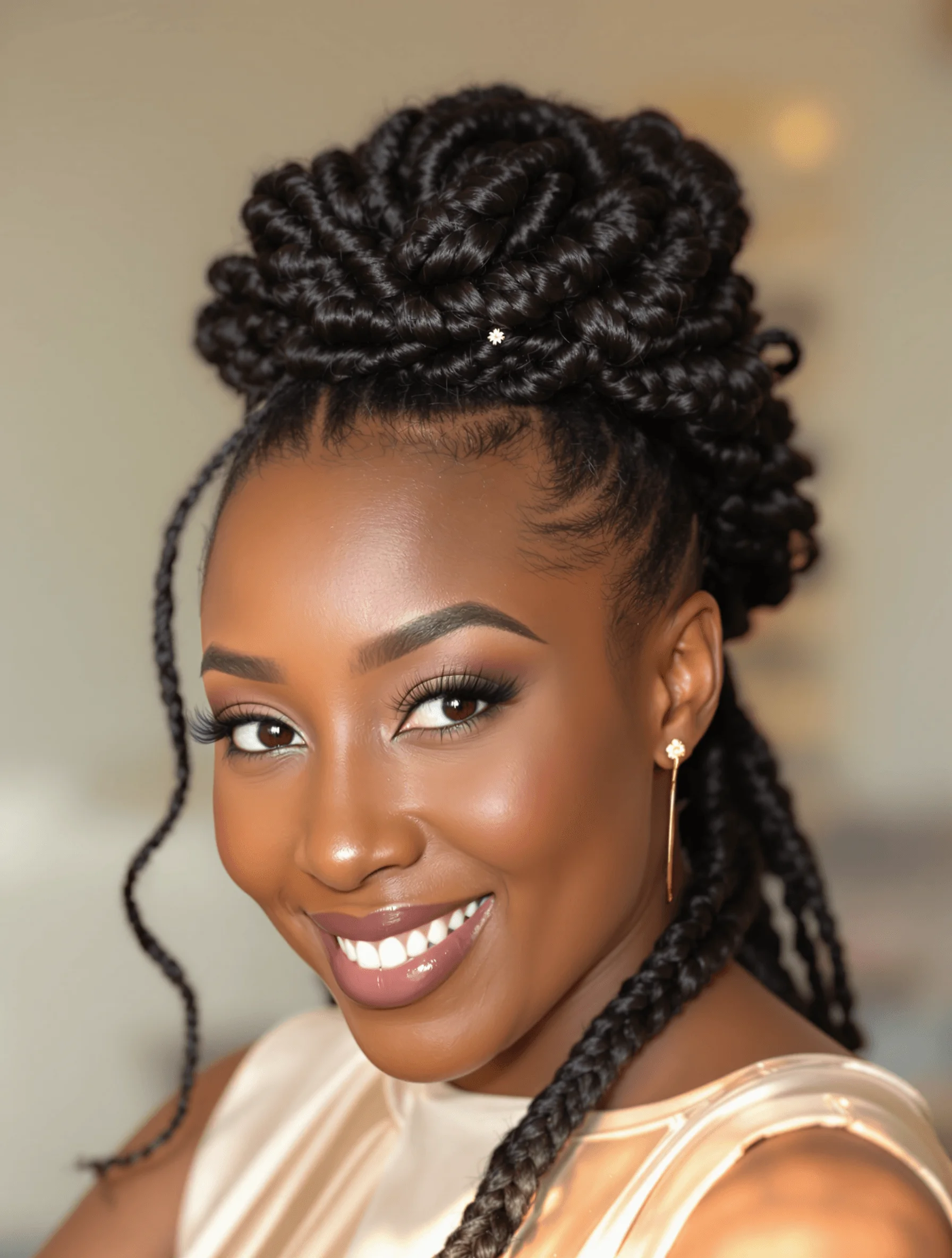 Braided Crown with a High Bun